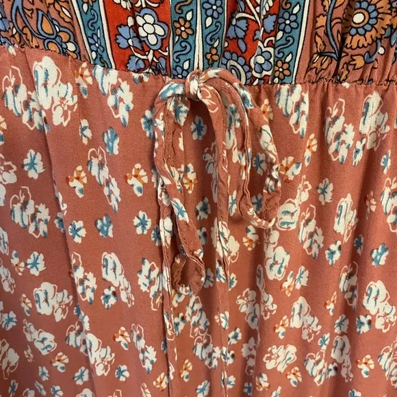 BloomChic Floral Maxi Dress - Terracotta and Blue Size 14/16 Boho - Picture 4 of 12